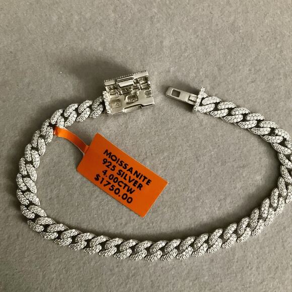 6mm Genuine Moissanite Miami Cuban Link Bracelet 8in~ NEW Retail $1,750 - Picture 10 of 16